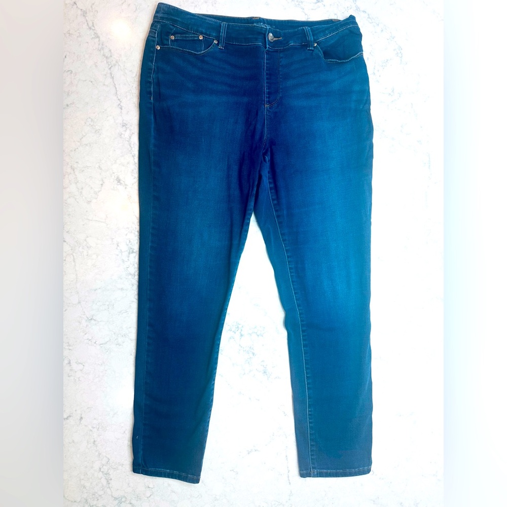 Chico’s sz 1 Platinum Jegging sz 12 Dark Wash High Rise Skinny Jean Pants Women
